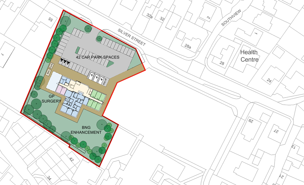 Proposed site plan of Great Barford Medical Centre 