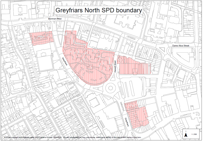 Map showing Greyfriars North SPD boundary