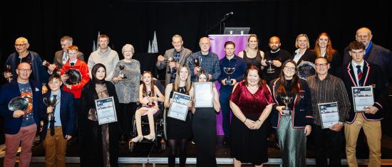 Group photos of the winners of the 2025 Bedford Sports and Physical Activity Awards
