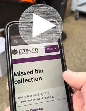 Screenshot of video showing missed bin collection webpage
