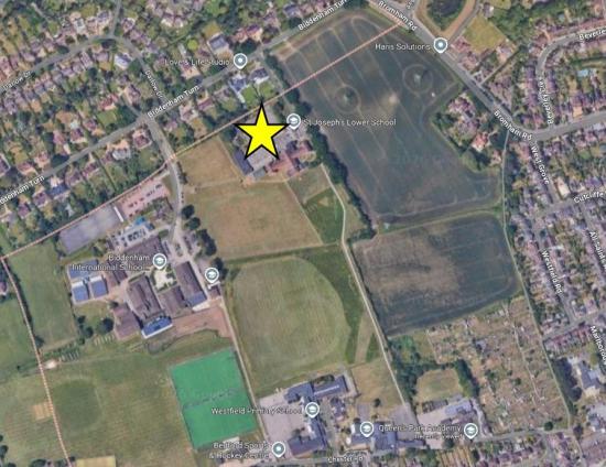 Arial map showing proposed location of new SEMH school