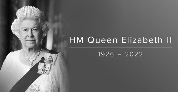 Black and white image of HM Queen Elizabeth II