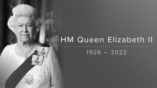 Black and white image of Queen Elizabeth II