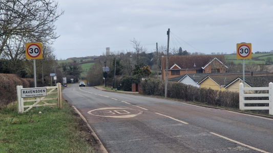 Road leading into Ravensden village