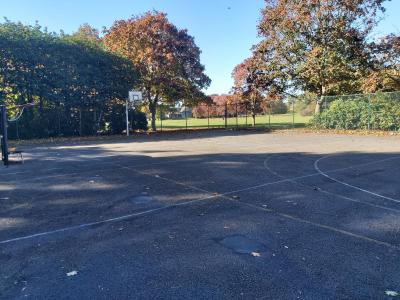 The basketball court at Bedford Park prior to undergoing refurbishment and improvement works.