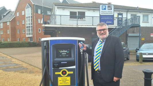 Photo of Mayor with EV charging point