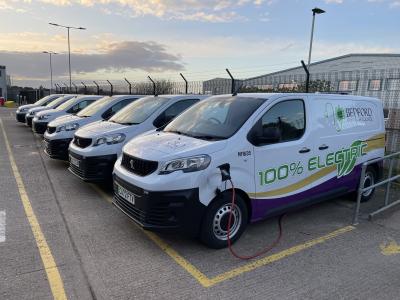 Electric vehicles parked at the depot