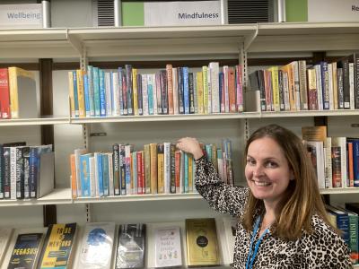 The Mindfulness shelves at Bedford Central Library