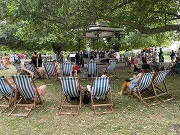 Bandstand Mill Meadows with deckchairs surrounding it