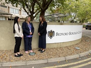 Cllr Walker and Officers outside Bedford Borough Hall