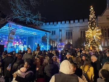 Crowds at the Bedford Christmas Lights Switch On 2024