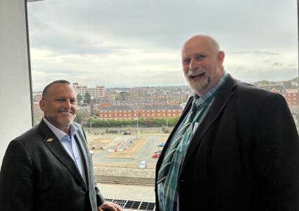 Tom Wootton, Mayor of Bedford Borough with John McReynolds, Senior Vice-President External Affairs at Universal Destinations & Experiences