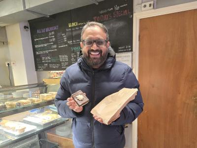 Councillor Abu Sultan at the Mile Road Cafe