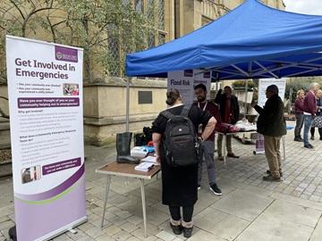 Flood and Resilience team with a stand in Harpur Square