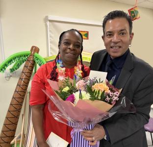 Merle with the Council's Executive Director for Children, Education & Families Harmesh Bohgal