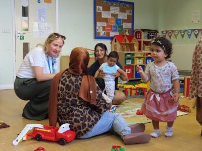Children and adults at a Family Hub