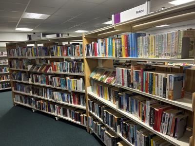 Bookshelves at Bedford Central Library