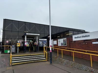 The exterior of Bedford train station
