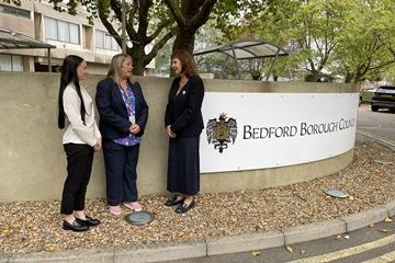 Cllr Walker and Officers outside Bedford Borough Hall