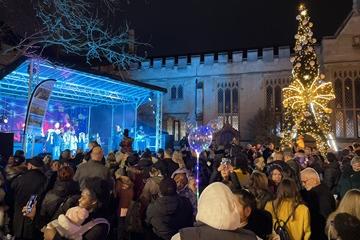 Crowds at the Bedford Christmas Lights Switch On 2024