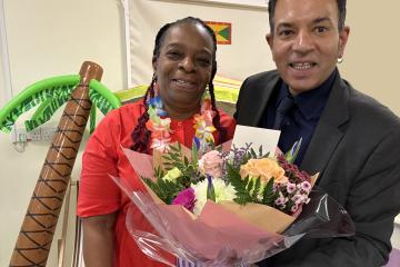 Merle with the Council's Executive Director for Children, Education & Families Harmesh Bohgal