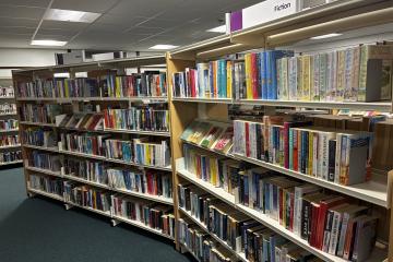 Bookshelves at Bedford Central Library