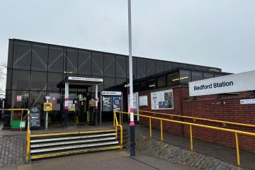 The exterior of Bedford train station