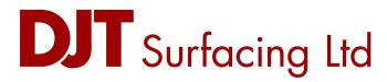 DJT Surfacing Ltd logo red text on white